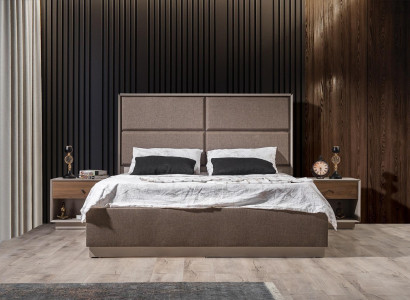  Luxus Schlafzimmer Set Elegant Bett und 2x Nachttische Modernes Design
